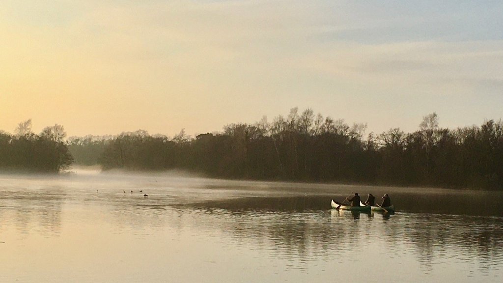 Out on Canoes as the Ice melts and steams with the previous tenants - 15th February 2021